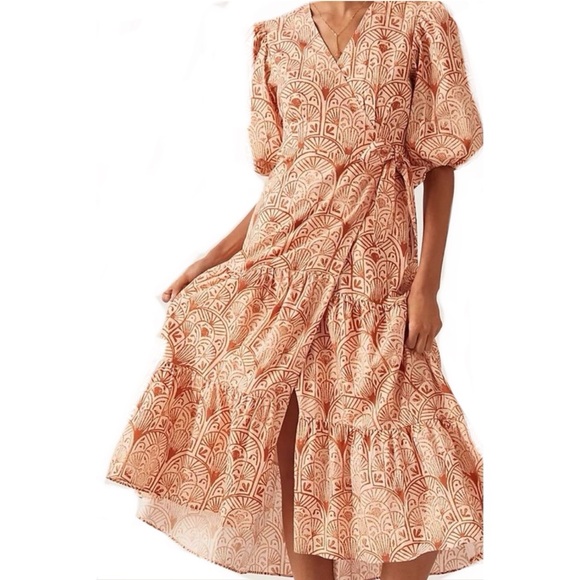 Hutch Tiered V-Neck Ruffled Wrap Dress - Picture 2 of 9